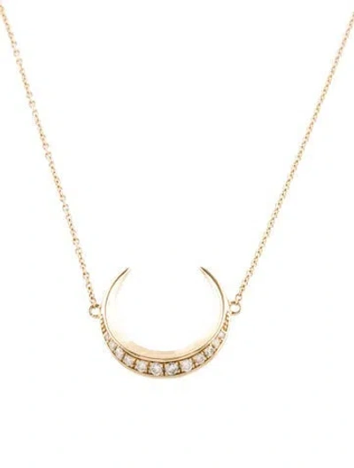 Pre-owned Ron Hami 14k Diamond Crescent Moon Pendant Necklace, 18" In Multi