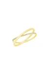 Ron Hami 14k Gold Pavé Diamond Crisscross Ring In Yellow Gold/diamond