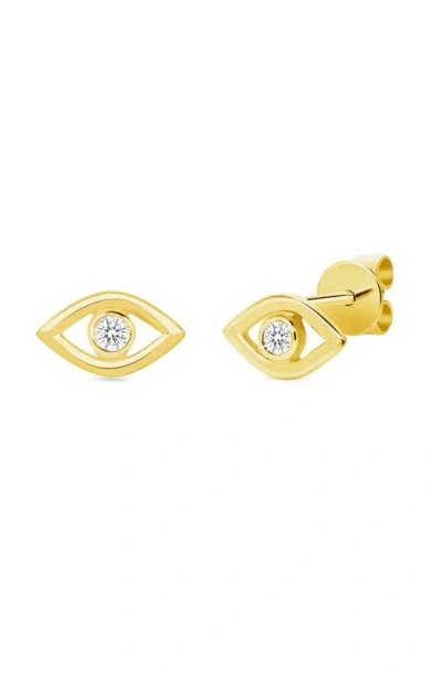 Ron Hami 14k Gold Pavé Diamond Evil Eye Stud Earrings