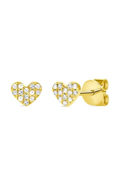 Ron Hami 14k Gold Pavé Diamond Heart Stud Earrings