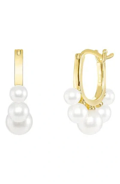 Ron Hami 14k Yellow Gold 5.5–5mm Cultured Pearl Huggie Hoop Earrings In Yellow Gold/pearl