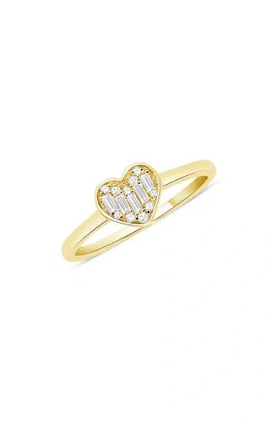 Ron Hami 14k Yellow Gold Baguette & Round Diamond Heart Ring