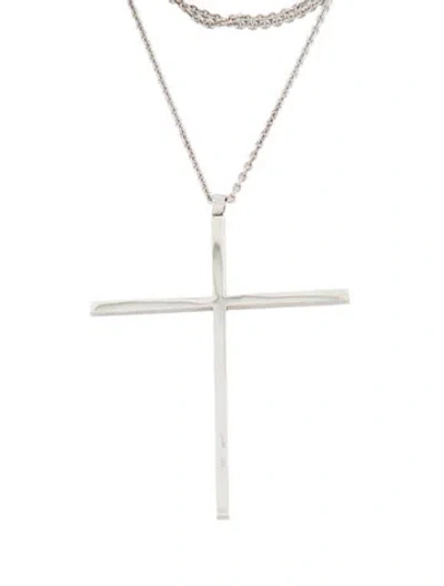 Pre-owned Ron Hami 18k Diamond Cross Pendant W/ 14k Chain, 15.75" In Multi