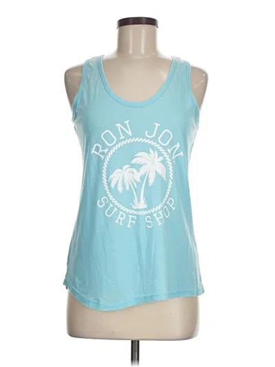 Pre-owned Ron Jon Surf Shop Tank Top Teal Halter Neckline Tops In Blue