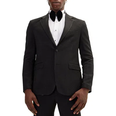 Ron Tomson Classic Textured Dinner Jacket In Jacquard Black