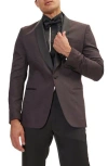 Ron Tomson Contrast Shawl Lapel Tuxedo Jacket In Black Burgundy