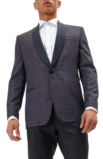 Ron Tomson Contrast Shawl Lapel Tuxedo Jacket In Navy