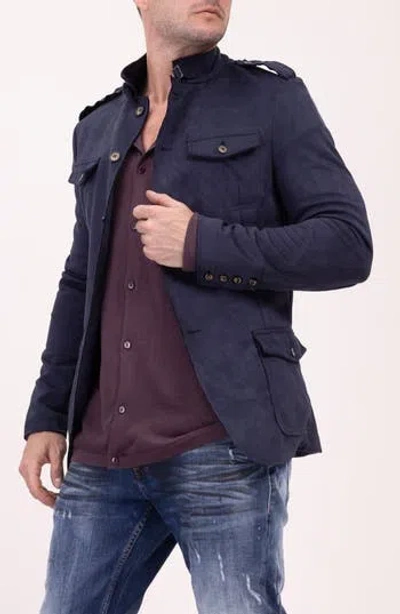 Ron Tomson Faux Suede Safari Jacket In Blue