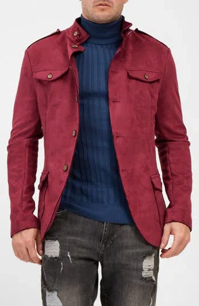 Ron Tomson Faux Suede Safari Jacket In Red