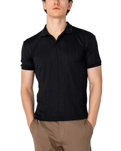 Ron Tomson Fine Ribbed Polo Shirt In Black