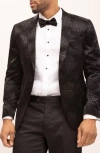 Ron Tomson Geometric Flocked Shawl Collar Formal Jacket
