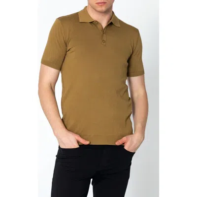Ron Tomson Lightweight Tonal Button Polo In Brown