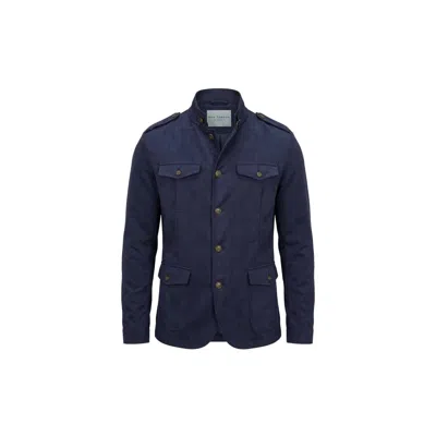 Ron Tomson Men's Blue Microsuede Lightweight Safari Jacket - Navy
