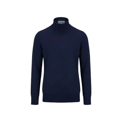 Ron Tomson Men's Blue Rollneck Knit Sweater - Navy