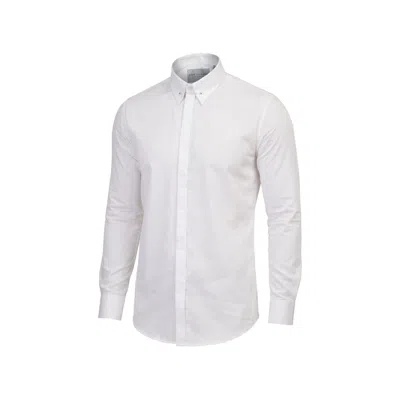 Ron Tomson Men's Collar Pin Hidden Placket Dress Shirt - White