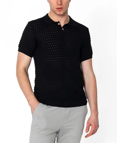 Ron Tomson Men's Eyelet Short Sleeve Polo Shirt In Black
