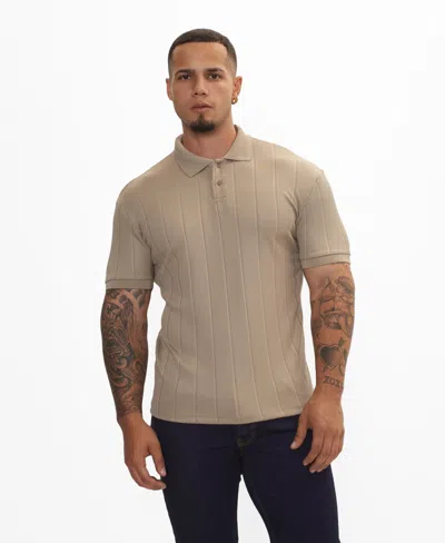 Ron Tomson Men's Fine Ribbed Fitted Polo Shirt In Brown