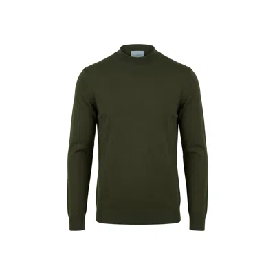 Ron Tomson Men's Green Mock Neck Relaxed Sweater - Khaki In Multi