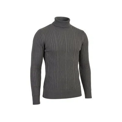 Ron Tomson Men's Grey Roll Neck Ribbed Sweater - Anthracite In Gray