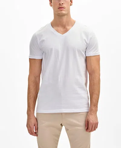 Ron Tomson Men's Lightweight Cotton V-neck T-shirt In White
