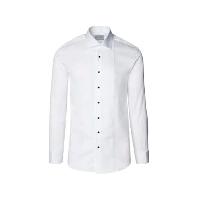 Ron Tomson Men's Lurex Paneled Spread Collar Shirt - White White