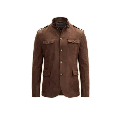 Ron Tomson Men's Microsuede Lightweight Safari Jacket - Dark Brown In Multi