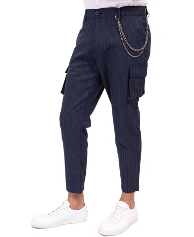 Ron Tomson Men's Modern Pinstriped Cargo Pants In Navy White