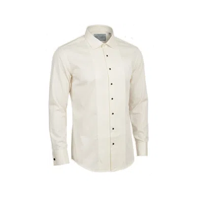 Ron Tomson Men's Neutrals Lurex Paneled Spread Collar Shirt - Beige Beige In White