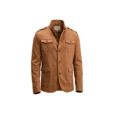 Ron Tomson Men's Neutrals Microsuede Lightweight Safari Jacket - Camel In Orange