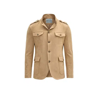 Ron Tomson Men's Neutrals Microsuede Lightweight Safari Jacket - Stone In Brown
