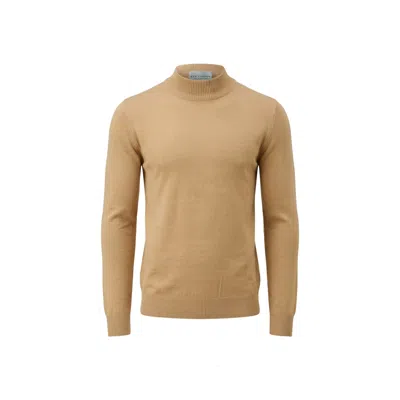 Ron Tomson Men's Neutrals Mock Neck Relaxed Sweater - Camel In Red