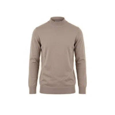 Ron Tomson Men's Neutrals Mock Neck Relaxed Sweater - Vizon In Brown