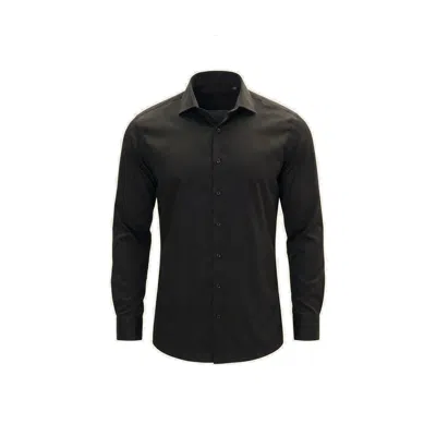 Ron Tomson Men's Non-iron Pure Cotton Spread Collar Dress Shirt - Black
