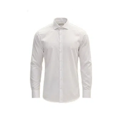 Ron Tomson Men's Non-iron Pure Cotton Spread Collar Dress Shirt - White
