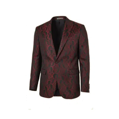 Ron Tomson Men's Peak Lapel Paisley Jacquard Tuxedo Jacket - Red 1 In Multi