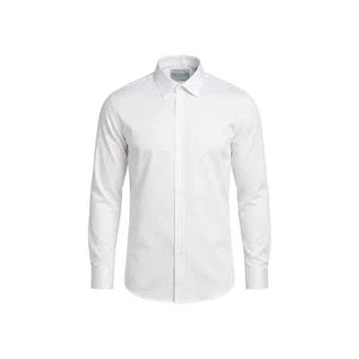 Ron Tomson Men's Pure Cotton Classic Collar Sateen Dress Shirt - White