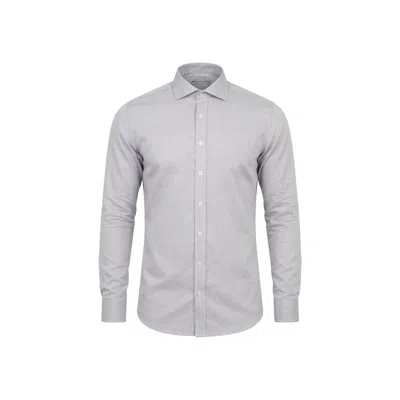 Ron Tomson Men's Pure Cotton Spread Collar Fitted Dress Shirt - Grey In Blue