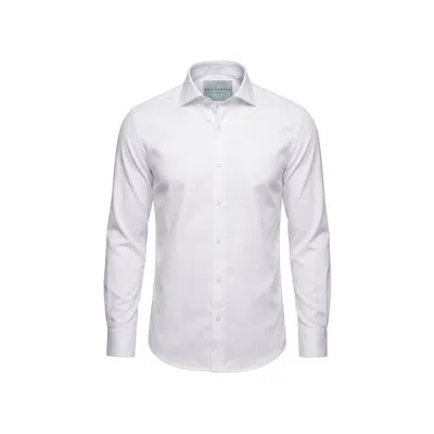 Ron Tomson Men's Pure Cotton Spread Collar Fitted Dress Shirt - White