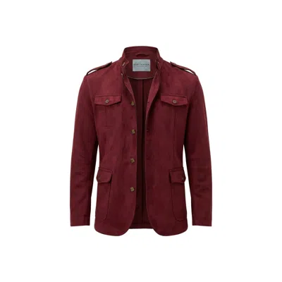 Ron Tomson Men's Red Microsuede Lightweight Safari Jacket - Wine