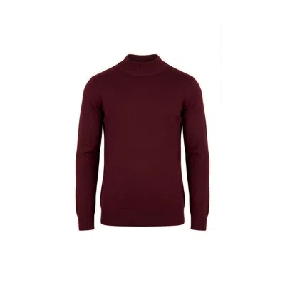 Ron Tomson Men's Red Mock Neck Relaxed Sweater - Bordeaux