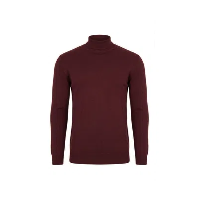 Ron Tomson Men's Red Roll Neck Knit Sweater - Burgundy