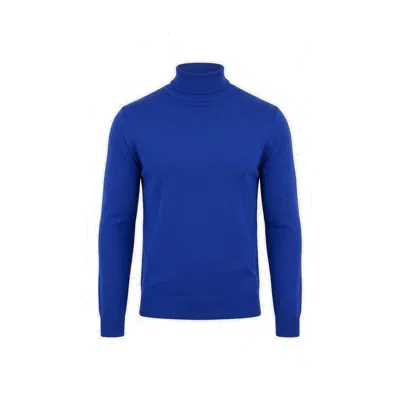 Ron Tomson Men's Roll Neck Knit Sweater - Electric Blue In Black