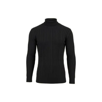 Ron Tomson Men's Roll Neck Ribbed Sweater - Black