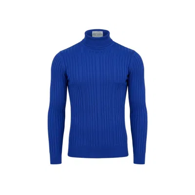 Ron Tomson Men's Roll Neck Ribbed Sweater - Electric Blue