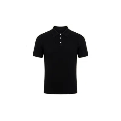 Ron Tomson Men's Short Sleeve Textured Polo Shirt - Black