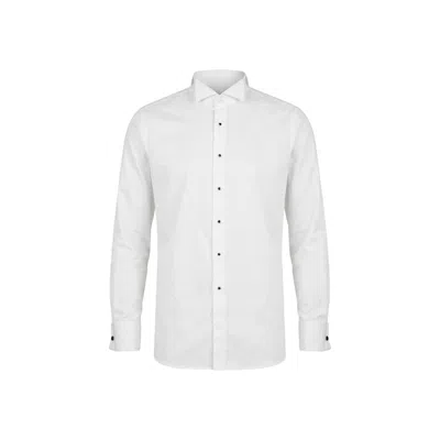 Ron Tomson Men's Wing Classical Top Front Stud Tuxedo Shirt - White