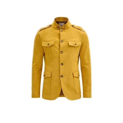 Ron Tomson Men's Yellow Microsuede Lightweight Safari Jacket - Mustard In Multi