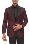 Ron Tomson Peak Lapel Two-tone Tuxedo Jacket In Burgundy