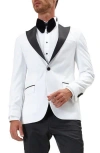 Ron Tomson Peak Lapel Two-tone Tuxedo Jacket In White