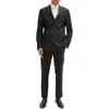 Ron Tomson Pinstripe Merino Wool Double Breasted Tuxedo In Black